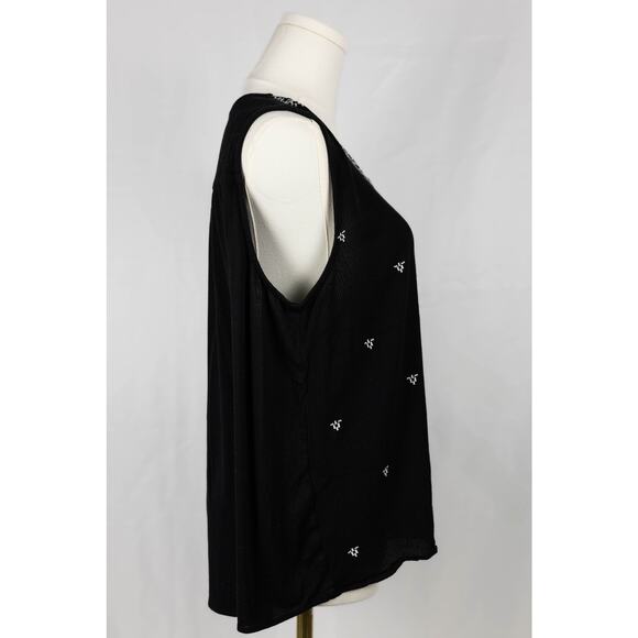 Daniel Rainn Size XL Blouse Sleeveless Tunic Embroidered Black White - Picture 4 of 7